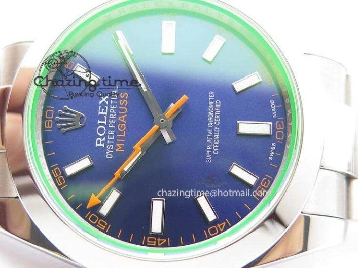 1225 HighPerformance Milgauss 116400 GV JF 1:1 Green Sapphire Blue Dial On SS Bracelet SA 3959